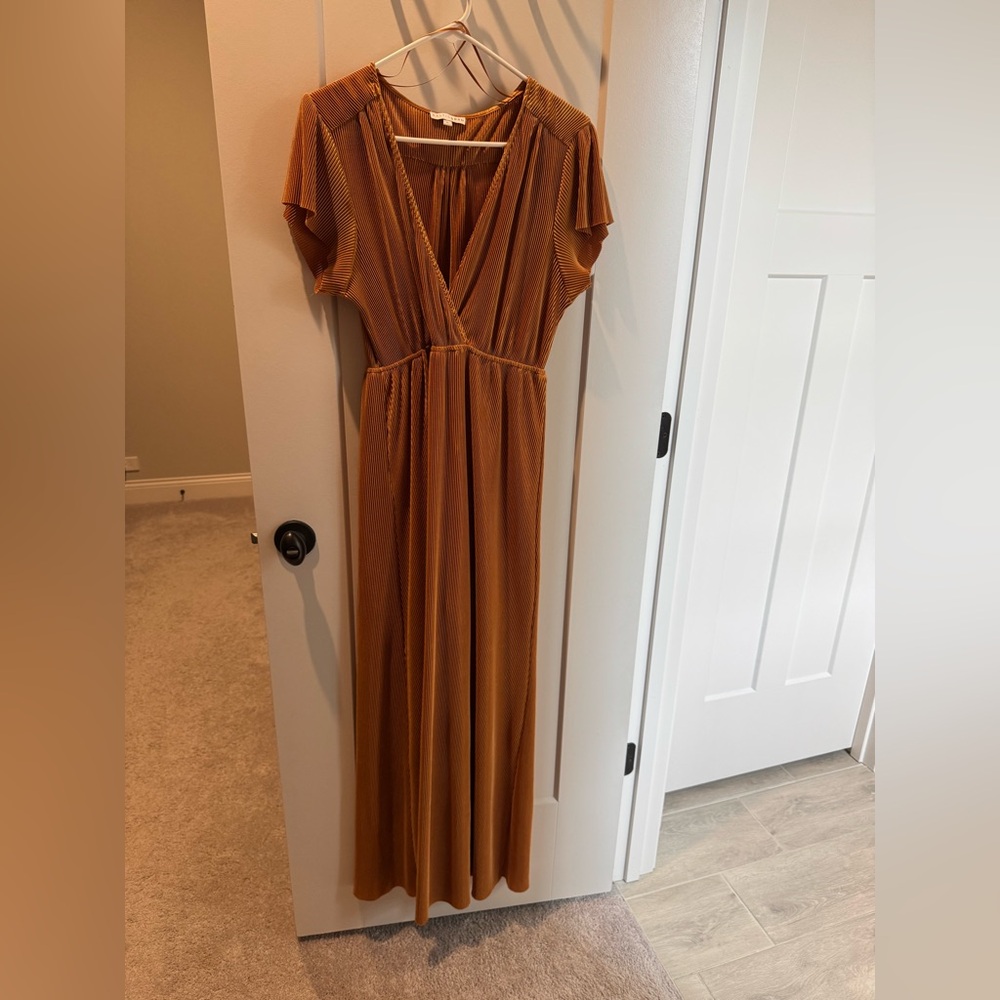 Baltic Born Rust Brown Maxi Dress with V-Neck